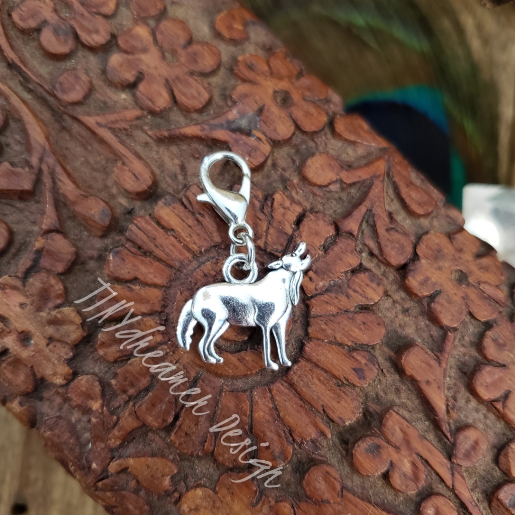 5/$25 Silver Wolf Charm For Bracelet~Zipper~Bag Clip~Fenrir~Norse~Viking~Pagan~